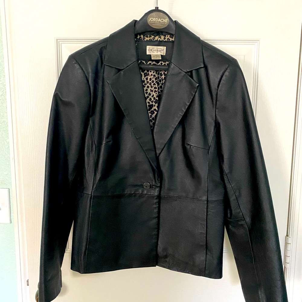 Vintage Kim Rogers black leather blazer